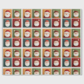 Festive Santa Pattern in Bright Blocks Cadeaupapier (Vlak)