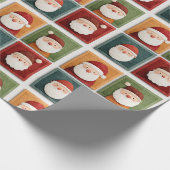 Festive Santa Pattern in Bright Blocks Cadeaupapier (Hoek)