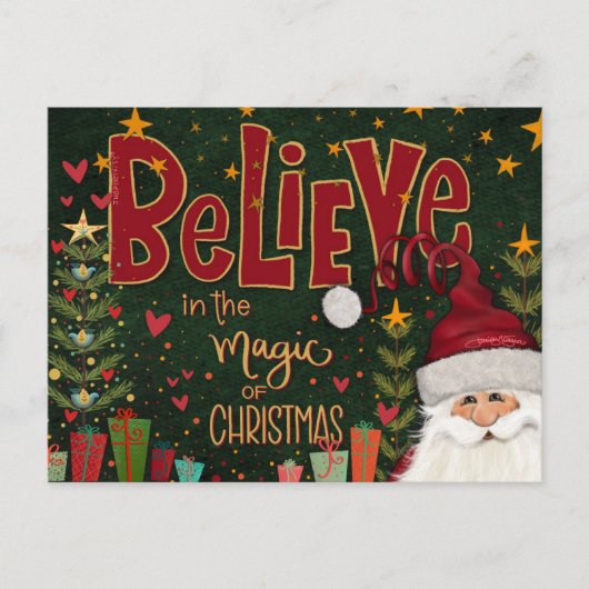 Festive Santa Presents Believe Inspirivity Briefkaart (Voorkant)
