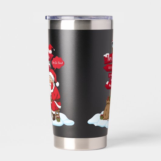 Festive Santa Signpost 11 oz Dual Tone Ceramic Mug Geïsoleerde Drinkbeker (Rechts)