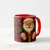 Festive Santa Zipper | Plaid Christmas Drinkware Mok (Voorkant rechts)