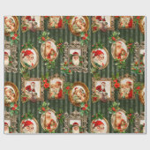 Festive  Santas in  Lijsten met Holly Cadeaupapier (Vlak)