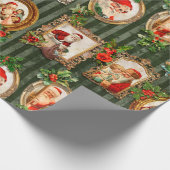 Festive  Santas in  Lijsten met Holly Cadeaupapier (Hoek)