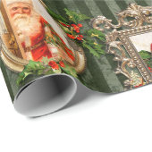 Festive  Santas in  Lijsten met Holly Cadeaupapier (Rol Hoek)