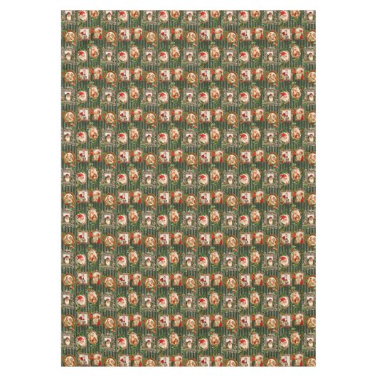 Festive Santas in Lijsten met Holly Tafelkleed (Voorkant)