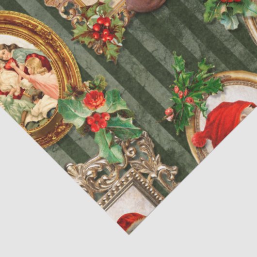 Festive  Santas in  Lijsten met Holly Tissuepapier (Detail)