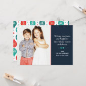 Festive Scandinavian Folk Art Holiday Foto Kaart (Voorkant / Achterkant in situ)