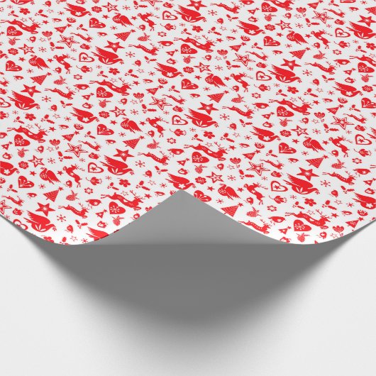 Festive Scandinavian Folk Style Reindeer Cadeaupapier (Hoek)