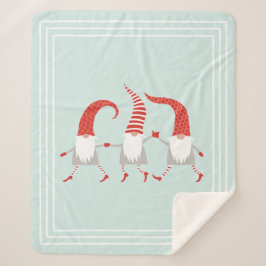 Festive Scandinavian Kerstmis Gnomes Mint Green Sherpa Deken