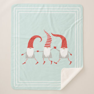Festive Scandinavian Kerstmis Gnomes Mint Green Sherpa Deken