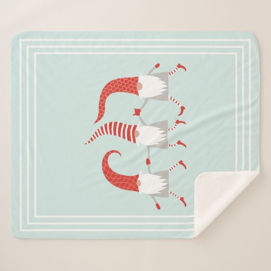 Festive Scandinavian Kerstmis Gnomes Mint Green Sherpa Deken (Voorkant (horizontaal))