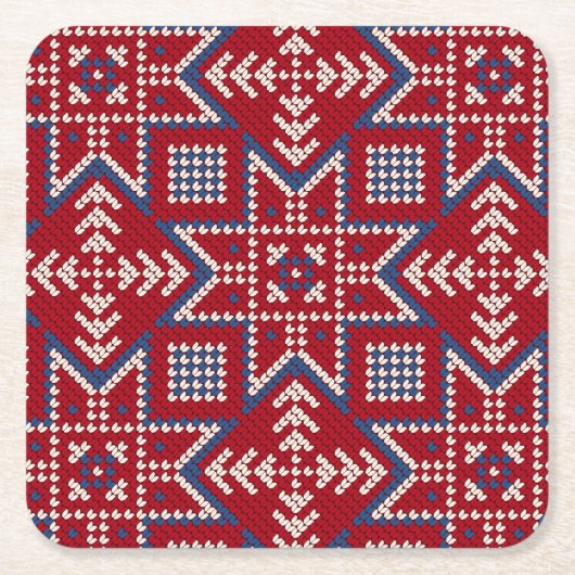 Festive Scandinavian Sweater Pattern Kartonnen Onderzetters (Voorkant)