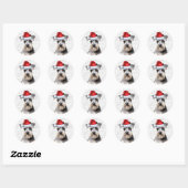 Festive Schnauzer Dog Woof Word Art Christmas Ronde Sticker (Vel)