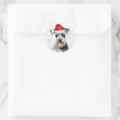Festive Schnauzer Dog Woof Word Art Christmas Ronde Sticker (Tas)