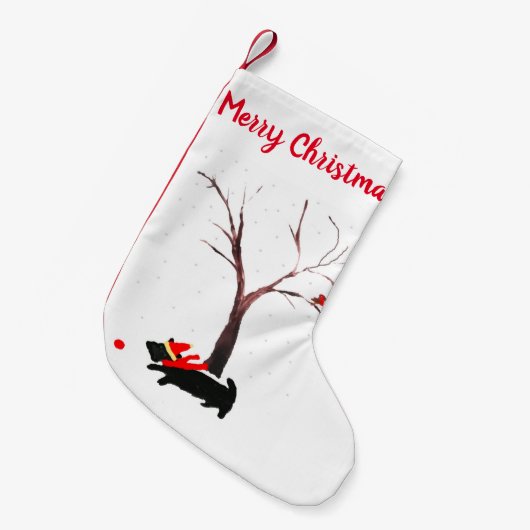 Festive Scottie Dog en Robin Kleine Kerstsok (Voorkant (Hangend))