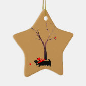Festive Scottie Dog Robins Keramisch Ornament (Rechts)