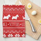 Festive Scottie Dogs Kerstmis | Schotse Terriers Theedoek (Quarter Fold)