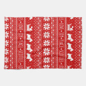 Festive Scottie Dogs Kerstmis | Schotse Terriers Theedoek (Horizontaal)