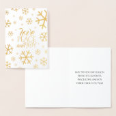 Festive Script Love Peace Join with Snowflakes Folie Kaarten (Display)