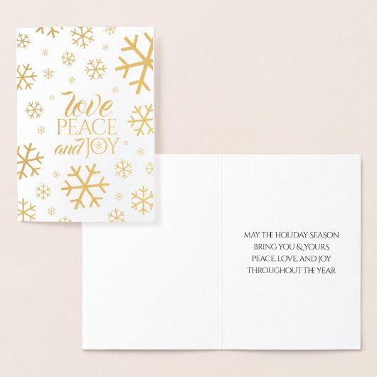 Festive Script Love Peace Join with Snowflakes Folie Kaarten (Display)