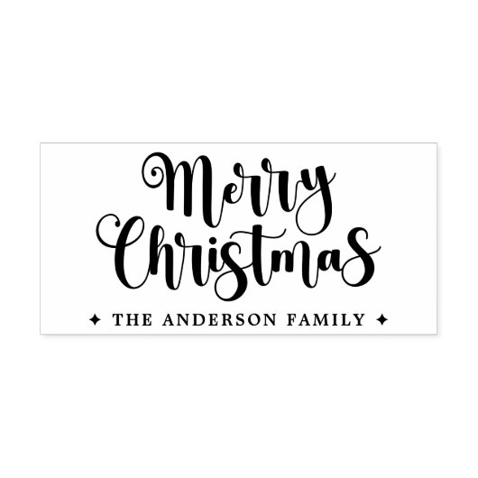 Festive script Merry Christmas custom name Rubberstempel (Afrduk)