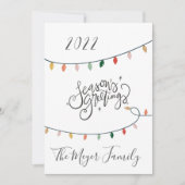 Festive Seasons Greetings Kerstlampjes Foto Feestdagenkaart (Voorkant)
