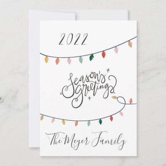 Festive Seasons Greetings Kerstlampjes Foto Feestdagenkaart (Voorkant)