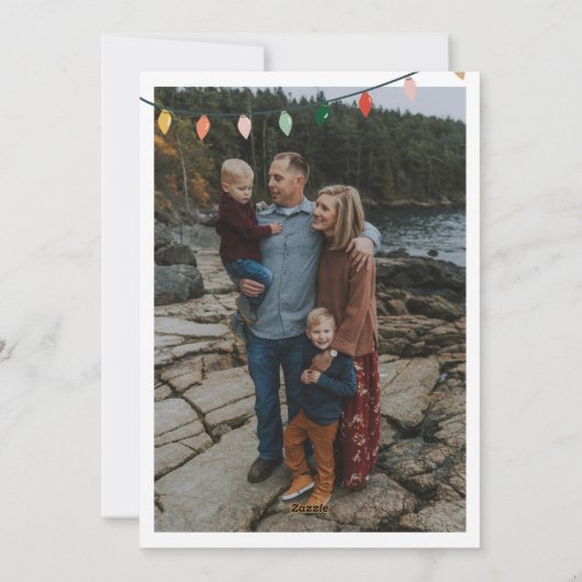 Festive Seasons Greetings Kerstlampjes Foto Feestdagenkaart (Achterkant)