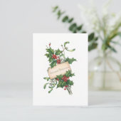 Festive Season's Greetings met Holly & Mistletoe Briefkaart (Staand voorkant)