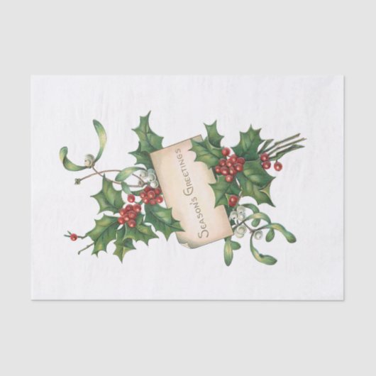 Festive Season's Greetings met Holly & Mistletoe Tissuepapier (Voorkant)