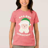 Festive Sheep Says Baa-rry Christmas! Tri-Blend Shirt (Voorkant)