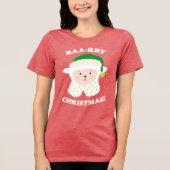 Festive Sheep Says Baa-rry Christmas! Tri-Blend Shirt (Voorkant)