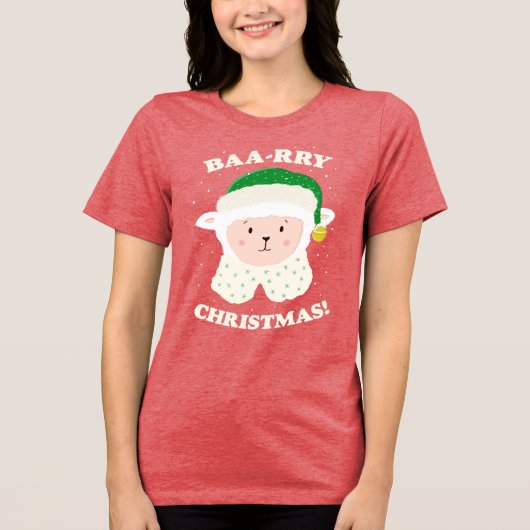 Festive Sheep Says Baa-rry Christmas! Tri-Blend Shirt (Voorkant)