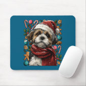Festive Shih Tzu With Santa Hat Snowy Winter Chris Muismat (Met muis)