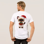 Festive Siamese Cat with Santa Hat and Gift Box Tri-Blend Shirt (Achterkant volledig)
