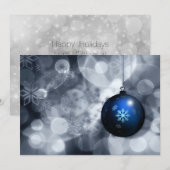 Festive Silver en Blue Business feestdagen Card Feestdagenkaart (Voorkant / Achterkant)
