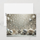 Festive Silver Glitter with Christmas Elements Feestdagenkaart (Voorkant / Achterkant)