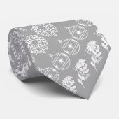 Festive Silver-Grey/White-kerst Iconic Pattern Stropdas (Opgerold)