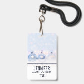 Festive Silver-kerstballen op sneeuw Badge (Voorzijde met lanyard)
