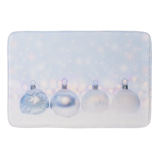 Festive Silver-kerstballen op sneeuw Badmat (Voorkant)