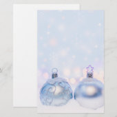 Festive Silver-kerstballen op sneeuw Briefpapier (Voorkant / Achterkant)