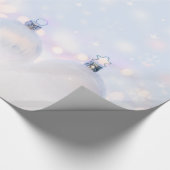 Festive Silver-kerstballen op sneeuw Cadeaupapier (Hoek)