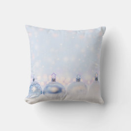 Festive Silver-kerstballen op sneeuw Kussen