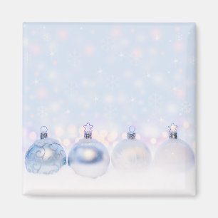 Festive Silver-kerstballen op sneeuw Magneet