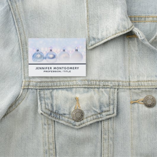 Festive Silver-kerstballen op sneeuw Naamplaatje (In situ)