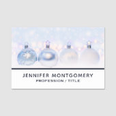 Festive Silver-kerstballen op sneeuw Naamplaatje (Voorkant)