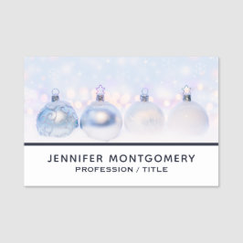 Festive Silver-kerstballen op sneeuw Naamplaatje