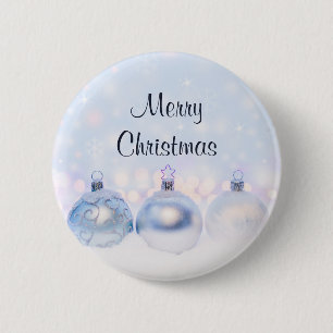 Festive Silver-kerstballen op sneeuw Ronde Button 5,7 Cm