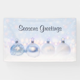 Festive Silver-kerstballen op sneeuw Spandoek