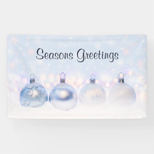 Festive Silver-kerstballen op sneeuw Spandoek (Horizontaal)